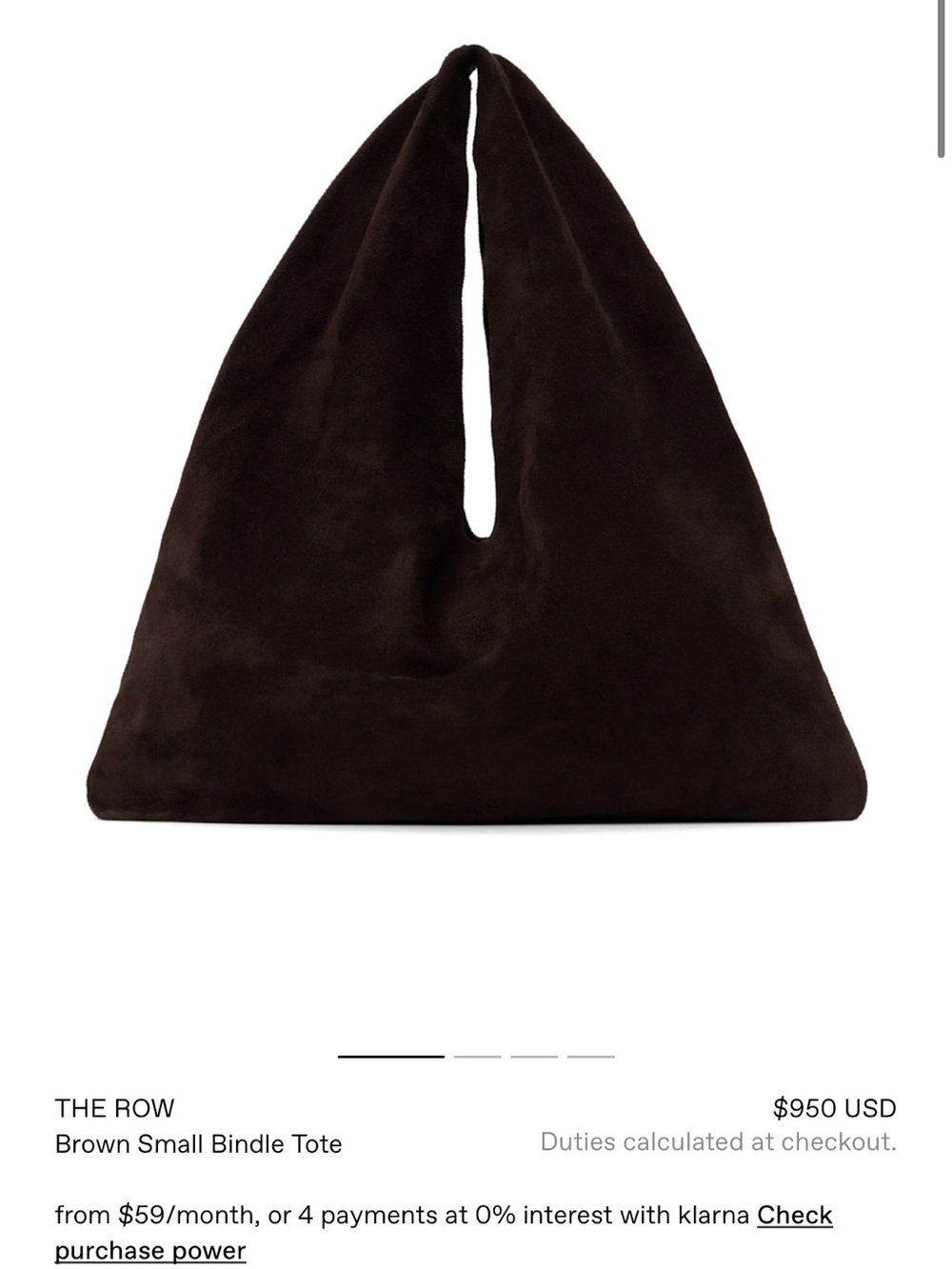 The Row Dark Brown Suede Knot Handle Tote - Picture 3 of 4